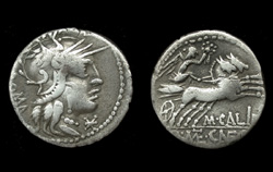 Marcus Calidius, Q Metellus & Cn Fulvius, Denarius, Victory Charging Reverse